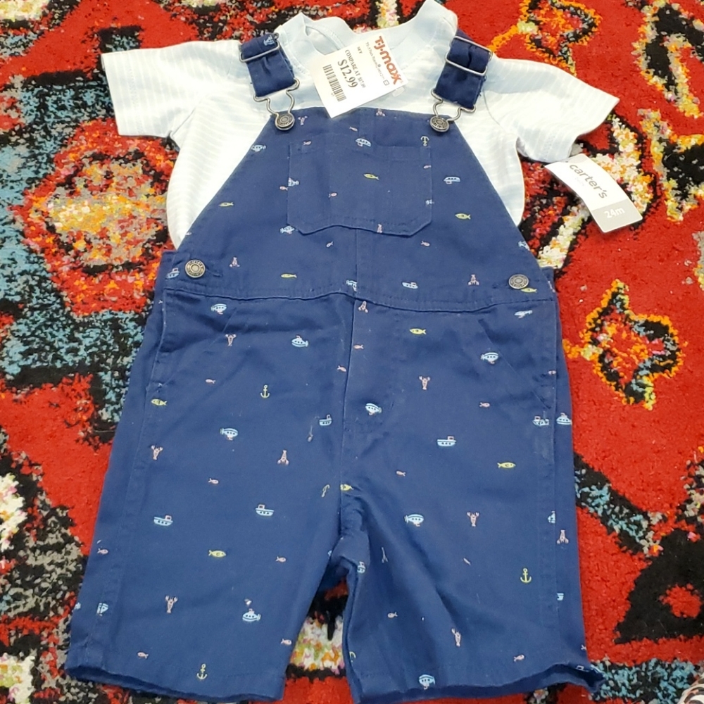 Carter's overalls shorts set